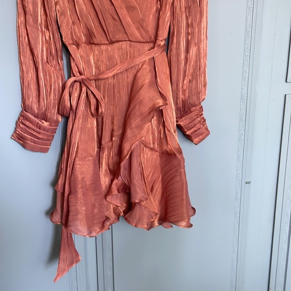 Beautiful rusty shimmer wrap dress - Picture 3 of 7